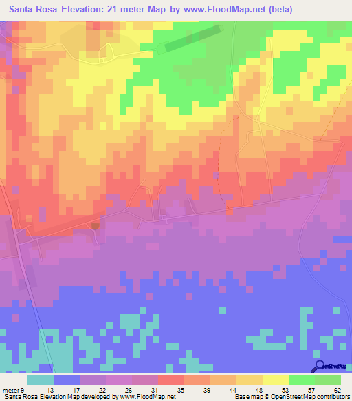 Santa Rosa,Cuba Elevation Map