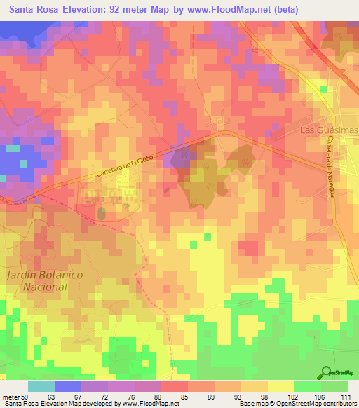 Santa Rosa,Cuba Elevation Map