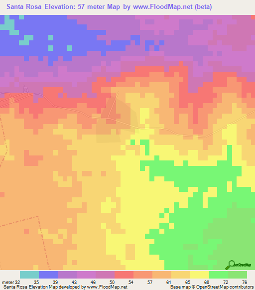 Santa Rosa,Cuba Elevation Map