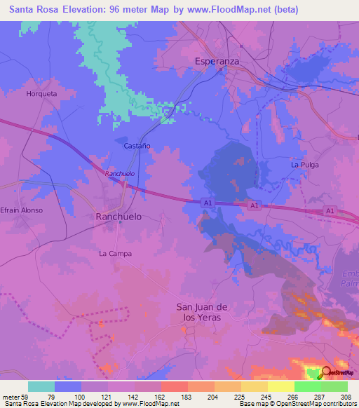 Santa Rosa,Cuba Elevation Map
