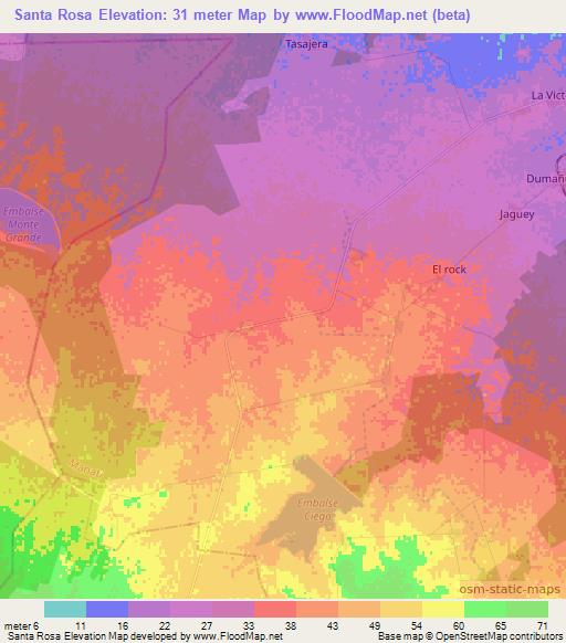 Santa Rosa,Cuba Elevation Map