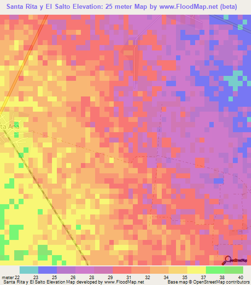 Santa Rita y El Salto,Cuba Elevation Map