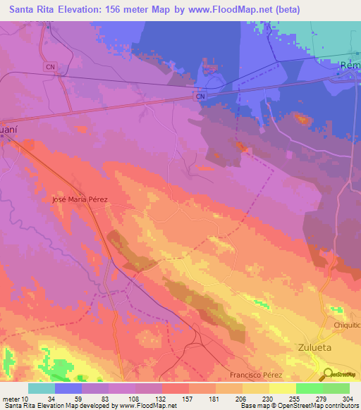 Santa Rita,Cuba Elevation Map