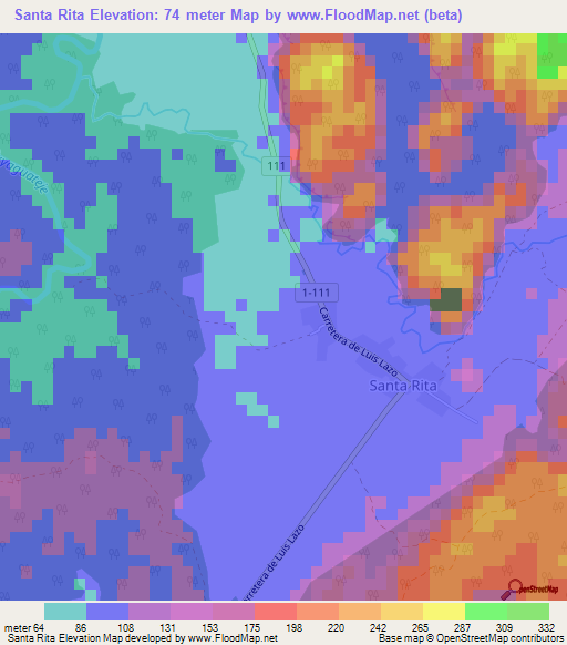 Santa Rita,Cuba Elevation Map