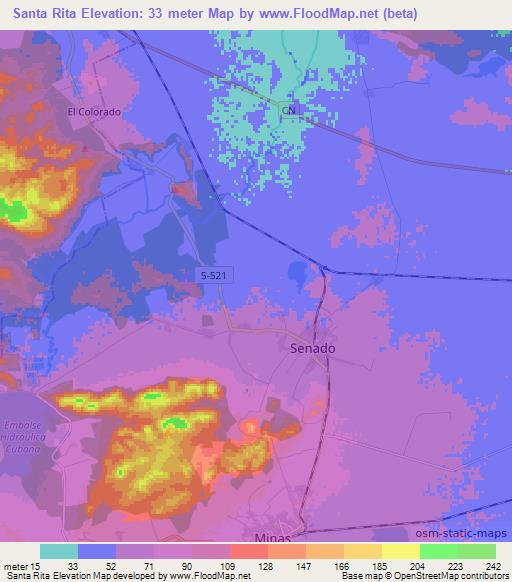 Santa Rita,Cuba Elevation Map