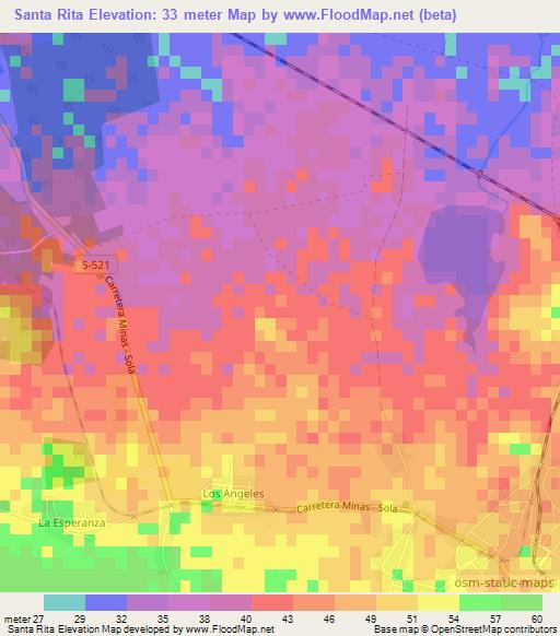 Santa Rita,Cuba Elevation Map