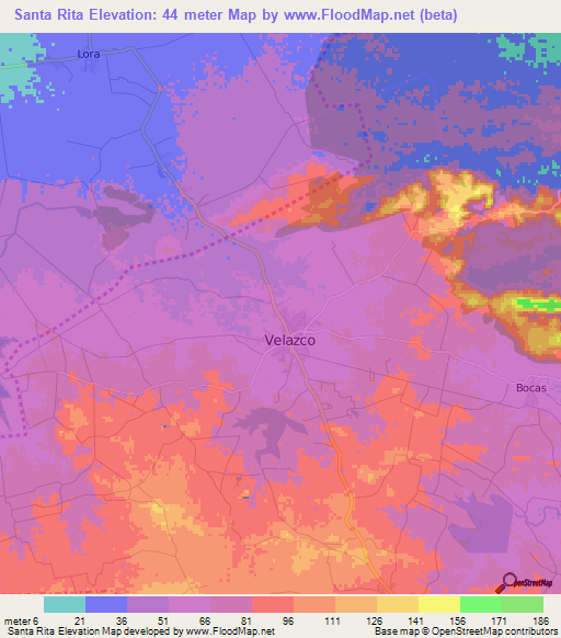 Santa Rita,Cuba Elevation Map