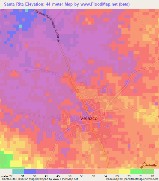 Santa Rita,Cuba Elevation Map