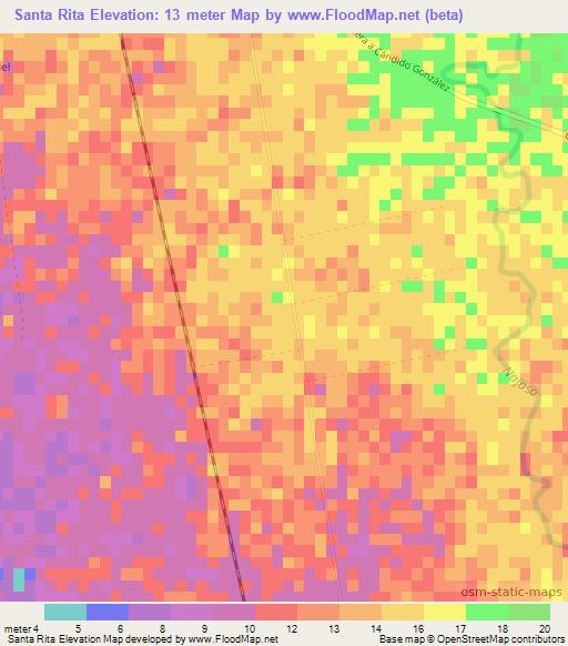 Santa Rita,Cuba Elevation Map
