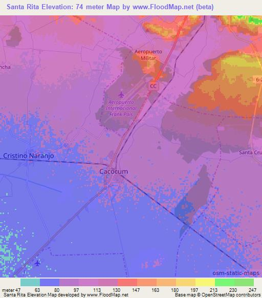 Santa Rita,Cuba Elevation Map
