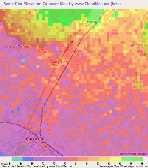 Santa Rita,Cuba Elevation Map