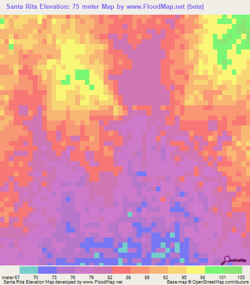 Santa Rita,Cuba Elevation Map