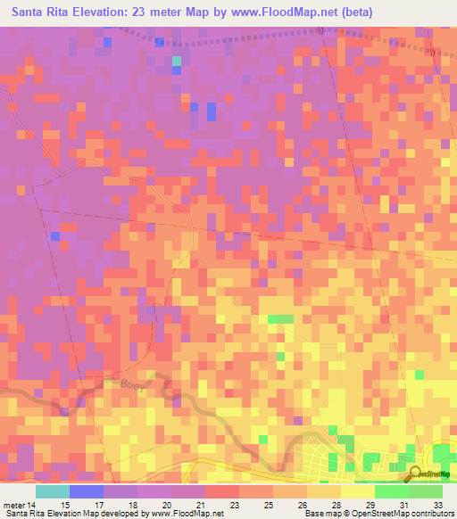 Santa Rita,Cuba Elevation Map