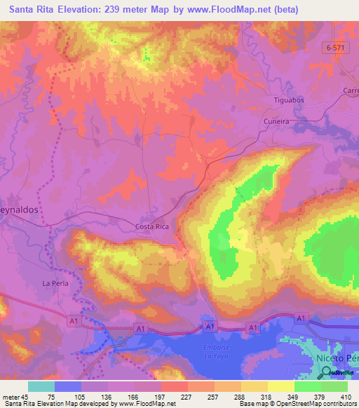 Santa Rita,Cuba Elevation Map