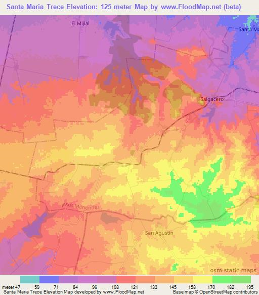 Santa Maria Trece,Cuba Elevation Map