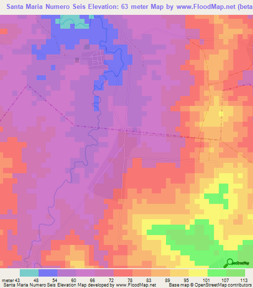 Santa Maria Numero Seis,Cuba Elevation Map