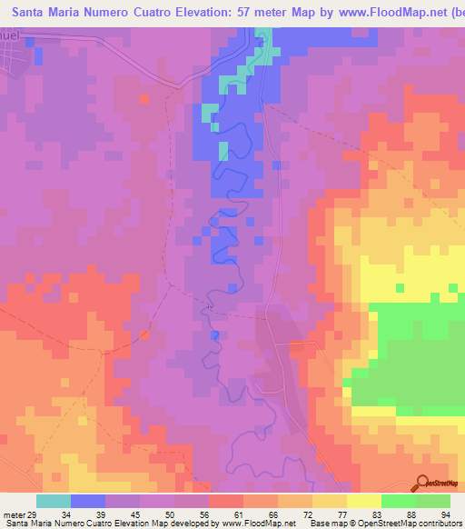 Santa Maria Numero Cuatro,Cuba Elevation Map