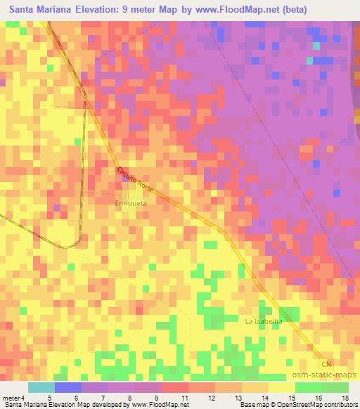 Santa Mariana,Cuba Elevation Map