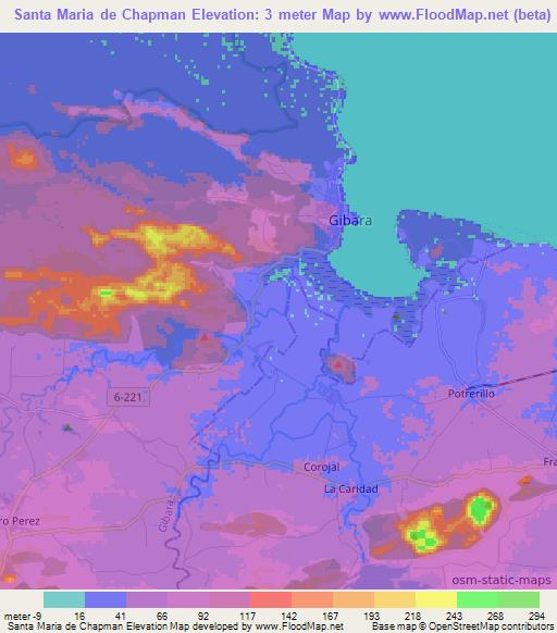 Santa Maria de Chapman,Cuba Elevation Map
