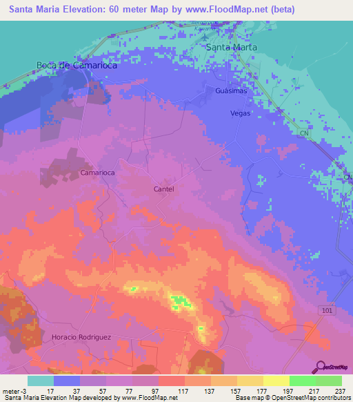 Santa Maria,Cuba Elevation Map