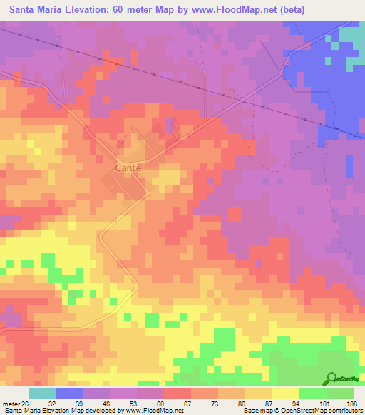 Santa Maria,Cuba Elevation Map