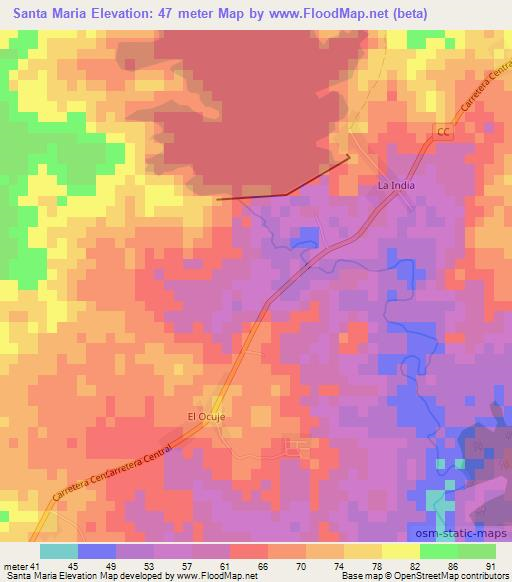 Santa Maria,Cuba Elevation Map