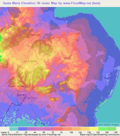 Santa Maria,Cuba Elevation Map