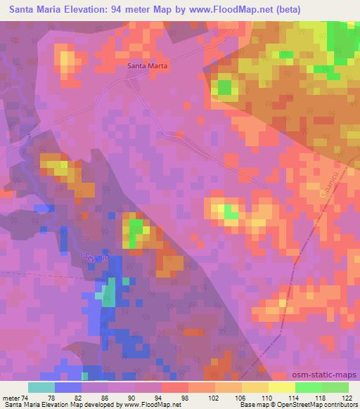 Santa Maria,Cuba Elevation Map