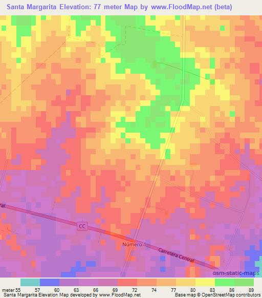 Santa Margarita,Cuba Elevation Map