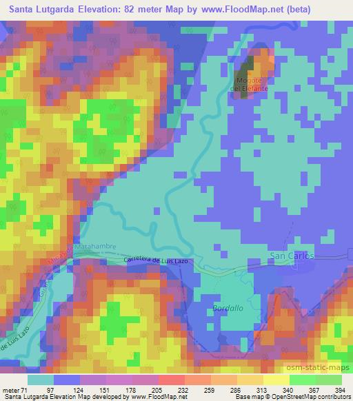 Santa Lutgarda,Cuba Elevation Map