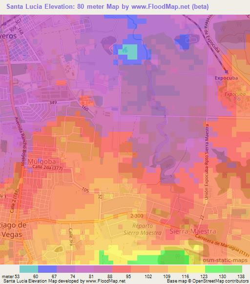 Santa Lucia,Cuba Elevation Map