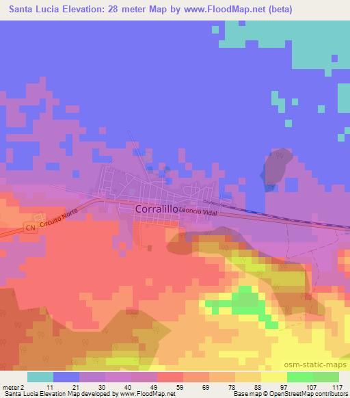 Santa Lucia,Cuba Elevation Map