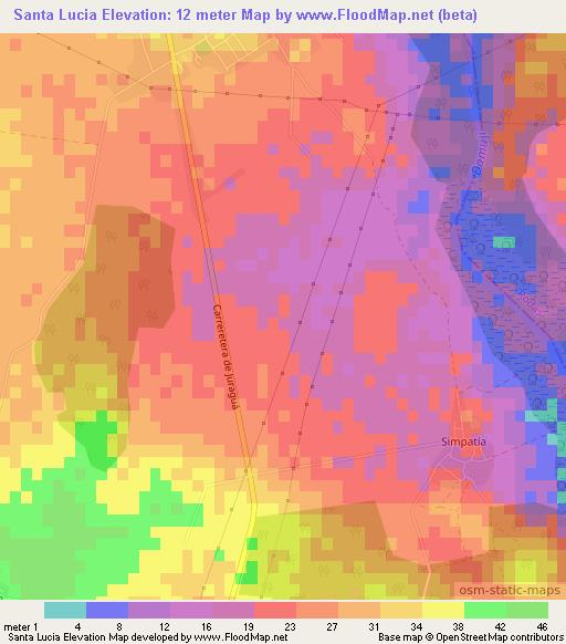 Santa Lucia,Cuba Elevation Map