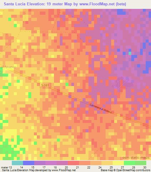 Santa Lucia,Cuba Elevation Map
