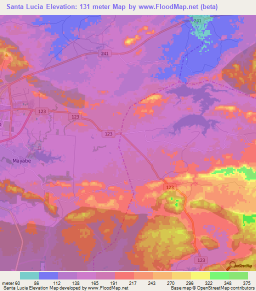 Santa Lucia,Cuba Elevation Map