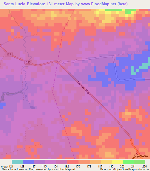 Santa Lucia,Cuba Elevation Map