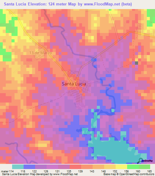 Santa Lucia,Cuba Elevation Map