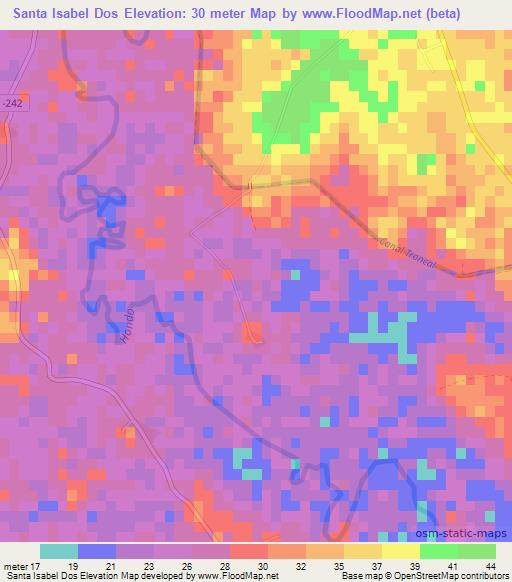 Santa Isabel Dos,Cuba Elevation Map