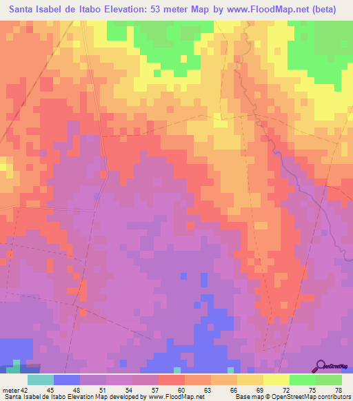 Santa Isabel de Itabo,Cuba Elevation Map