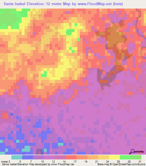 Santa Isabel,Cuba Elevation Map