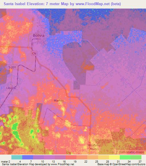 Santa Isabel,Cuba Elevation Map