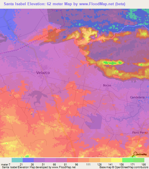 Santa Isabel,Cuba Elevation Map