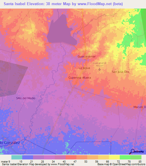Santa Isabel,Cuba Elevation Map