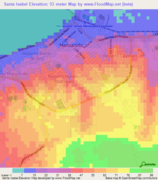 Santa Isabel,Cuba Elevation Map