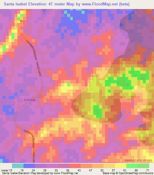 Santa Isabel,Cuba Elevation Map