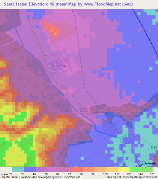 Santa Isabel,Cuba Elevation Map