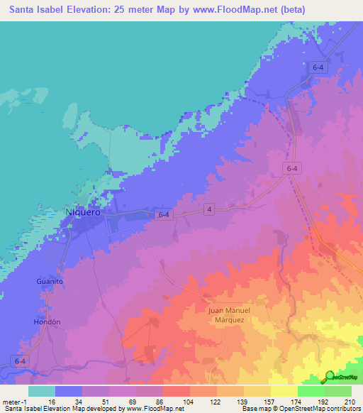 Santa Isabel,Cuba Elevation Map