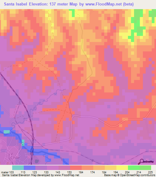 Santa Isabel,Cuba Elevation Map