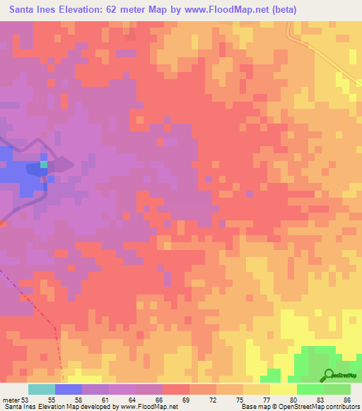 Santa Ines,Cuba Elevation Map