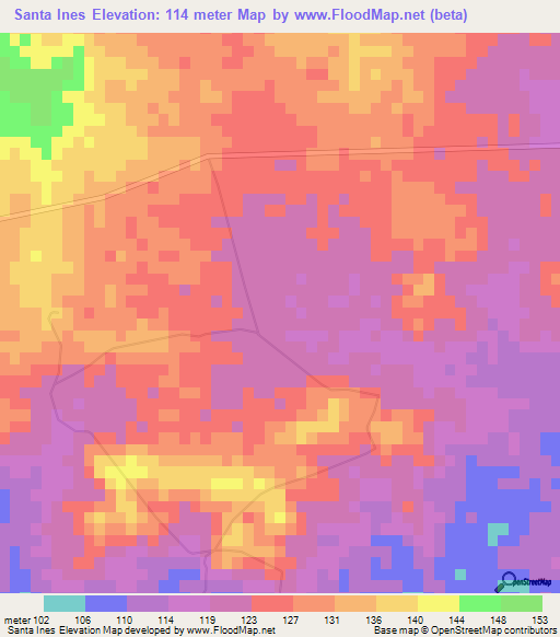 Santa Ines,Cuba Elevation Map